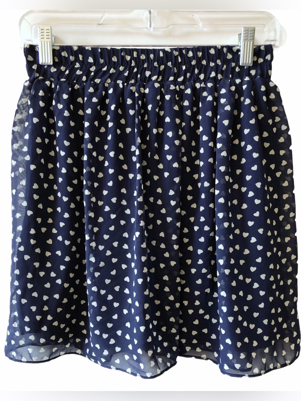 Francesca’s Miami Blue & White Heart Mini Skate Skirt Size Medium